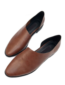 Brun d’enfiler des chaussures plates femmes chaussures occasionnelles
