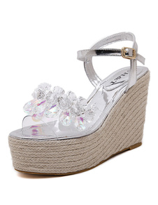 Wedge sandales Espadrille plate-forme Crystal été Chaussures femmes