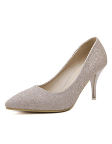 Talons hauts Glitter paillettes Slip bout pointu sur les pompes chaussures