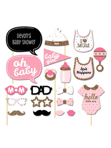Photo Booth accessoires rose 20 Pcs parti cultures de bébé multicolore