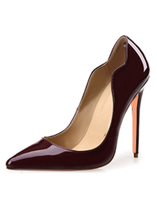 A souligné Toe High Heels Slip sur pompes chaussures talons aiguilles en cuir verni