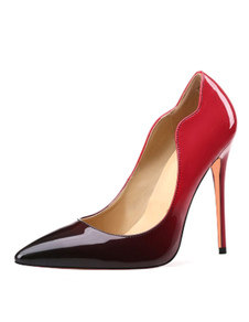 Ombre de bout pointu talons Slip sur Cour chaussures talons en cuir verni pompes chaussures femme