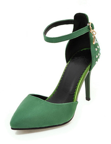 Cheville sangle talons daim a souligné Toe Rhinestone Stiletto pompes chaussures