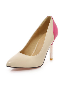 Haut talon pompes deux tons a souligné Toe talon aiguille glisser sur les chaussures pour femmes