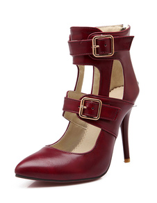 Bout pointu talons violet féminines bouclée cheville sangle talon aiguille chaussures