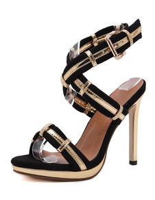 Chaussures à talons hauts sandales deux ton Open Toe escarpins talon aiguille Sandal
