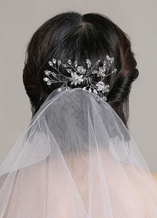 Tulle voile blanc deux niveaux bord voile de mariée avec strass coiffes de mariage