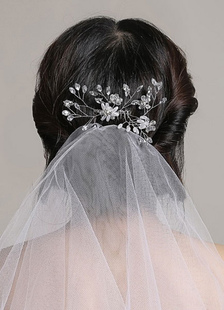 Tulle voile blanc deux niveaux bord voile de mariée avec strass coiffes de mariage