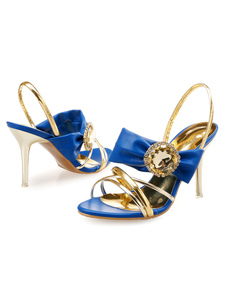 Robe sandales deux ton strass Bow talon aiguille sandales Chaussures à talons hauts pour femmes