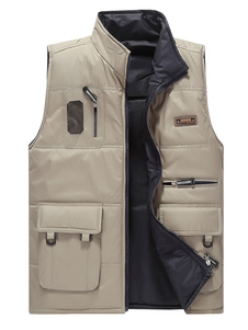 Hiver gilet veste à capuche kaki poches Casual hommes gilet de pêche à la mouche