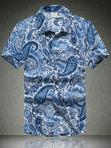 Chemises hawaïenne manches courtes Paisley hommes imprimé chemise de plage d’été