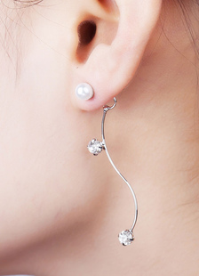 Argent boucles d’oreilles en alliage strass perles Duster perles Boucles d’oreilles