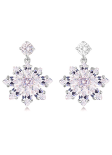 Blanc boucles d’oreilles strass fleur forme Stud Dangle boucles d’oreilles pour les femmes