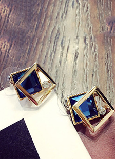 Stud boucles d’oreilles bleu profond des femmes géométrique percé oreille broches