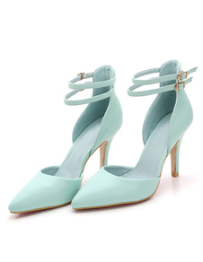 Talons menthe verte femmes Pointed Toe cheville sangle talon Stiletto Pumps