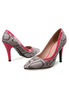 Escarpins à talons aigus motif serpent talons couverts