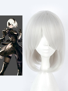 Carnevale Nier Automata 2B YoRHa No.2 Tipo B Parrucca Cosplay Ha