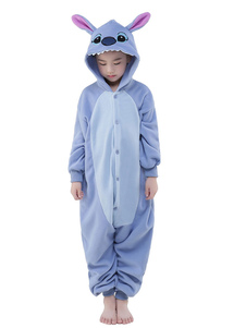 Costume Carnevale Kigurumi pigiama Stitch Tutina per bambini blu