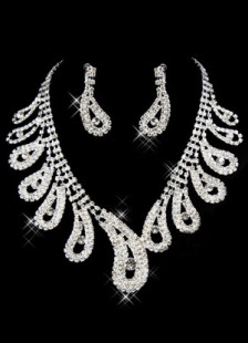 Ensemble de bijoux de mariage rhinestone forme gouttes