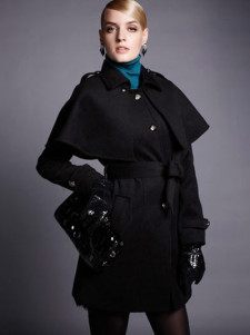 Fashion Black Terylene Viscose Acetal Fibre Women's Cloak Coat
