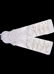 Gants mitaines en satin ivoire nuptiaux longueur de coude