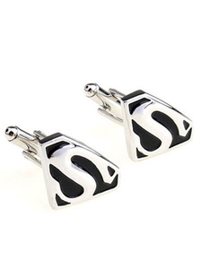 Bouton de manchette noir avec lettre S