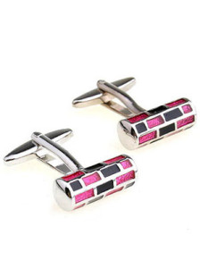 Bouton de manchette bicolore noir et rose