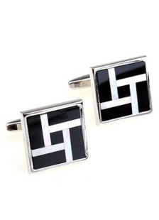 Bouton de manchette carré noir bicolore