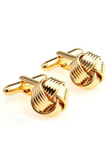 Golden Twisted Pattern Electro-Plated Steel Brass Cuff Links