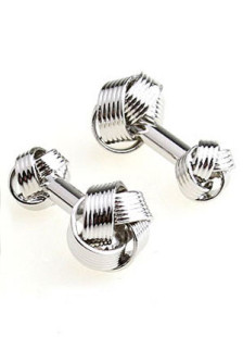 Silver Twisted Pattern Electro-Plated Steel Brass Cuff Links