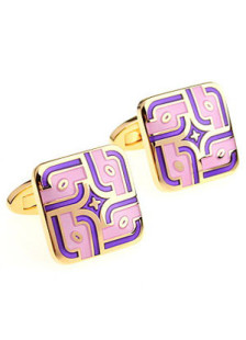 Bouton de manchette violet bicolore