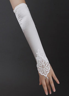 Gants mitaines en satin ivoire de mariage