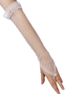 Gants mitaines en maille ivoire longueur de coude