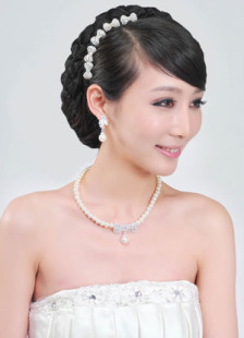 White Imitation Pearl Pierced Metal Gorgeous Drops Design Bow Fashion Wedding Jewelry Set