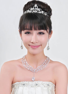 Graceful Silver Alloy Rhinestone Silver Plating Wedding Jewelry Set