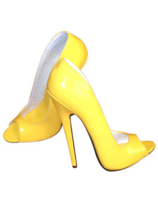 Gorgeous Yellow PU Leather Peep Toe Sexy Heels