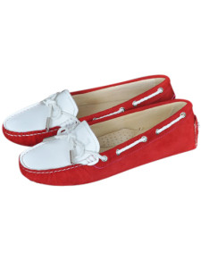 Sweet Sheepskin Gum Rubber Sole Bow Women's Boat Shoes
