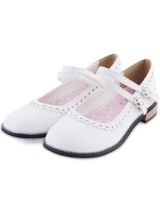 Chaussures Lolita en PU blanches à plate-forme