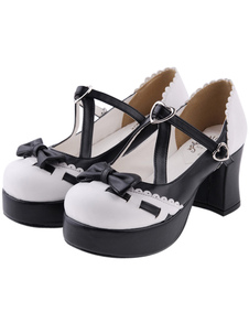Chaussures Lolita noires bicolores à talon épais