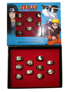Ensemble d'anneaux manga Naruto en alliage cuivre