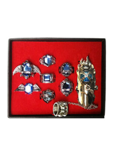Katekyo Hitman Reborn bleu alliage Cosplay Ring Set avec boîte