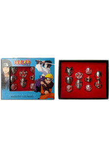 Ensemble d'anneaux Manga Naruto 10 pièces, alliage argenté