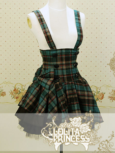 Blue Plaid Pattern Sweet Cotton Lolita Skirt