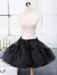Jupon Lolita a-ligne Organza noir