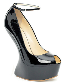 Chaussures noires avec boucle à peep-toe sans talon