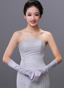 Concise main satinée blanche Wedding gants pour épouses
