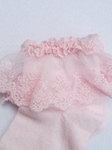 Chaussettes lolita roses avec dentelle
