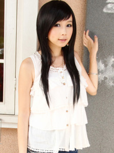 Perruque longue noire droite asiatique