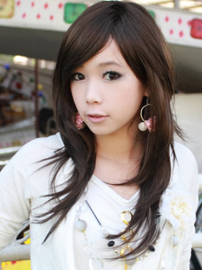 Perruque longue marrone dégradé droite