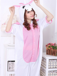 Kigurumi à capuche en coton rose bicolore